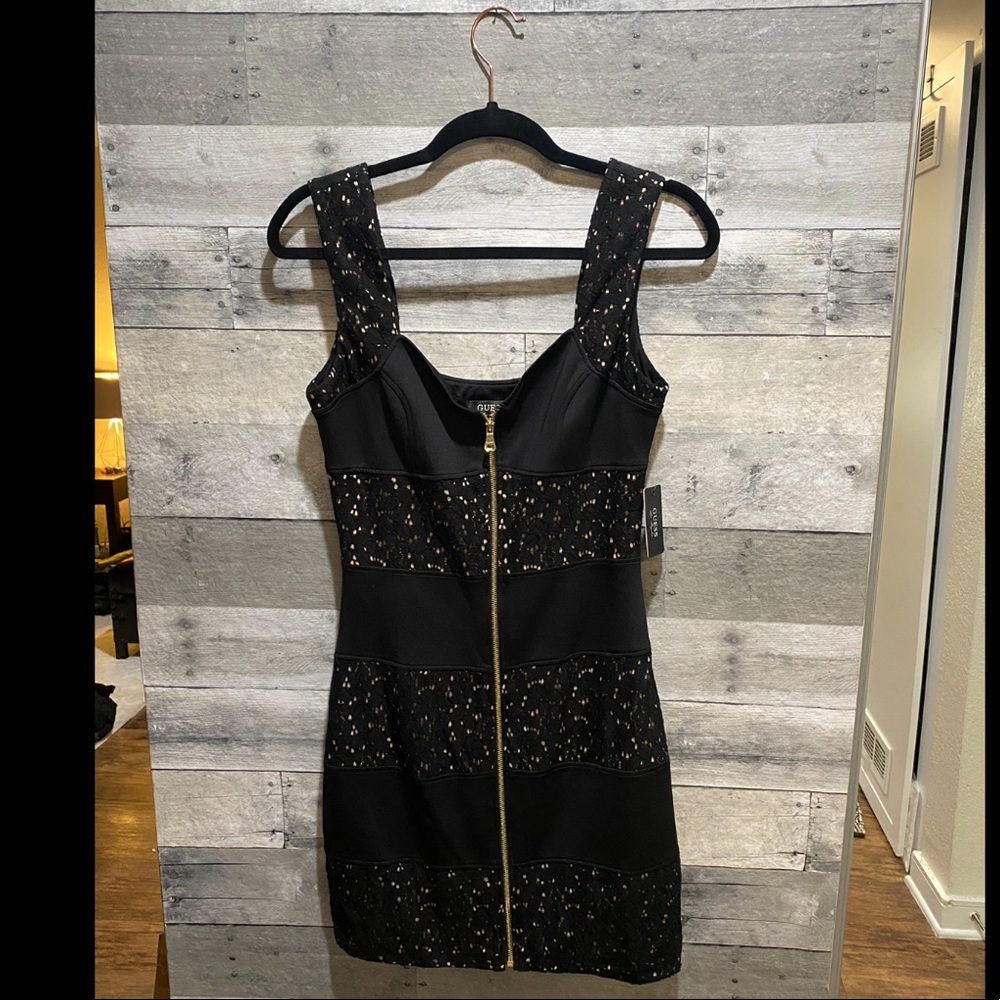 NEW! Guess mini dress with lace accents & zipper